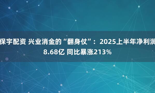 保宇配资 兴业消金的“翻身仗”：2025上半年净利润8.68亿 同比暴涨213%